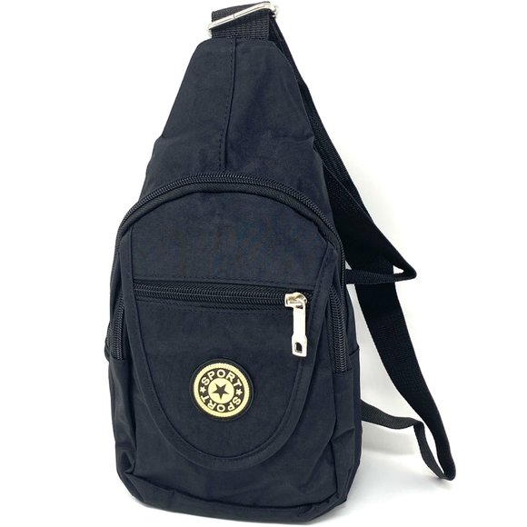 💖MEGA SALE💖Messenger Bag Polyester 3 Zip Pockets Black Unisex - Picture 1 of 5